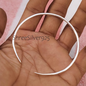 925 Sterling Silver Adjustable Cuff Bangle - Heavy Gauge - Stackable