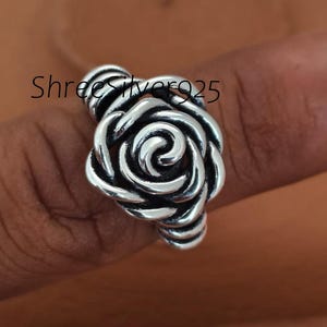 Handcrafted Sterling Silver Rose Ring - Boho Floral Jewelry