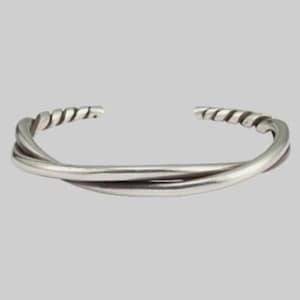 Handmade Sterling Silver Twisted Cuff Bracelet - Rustic Open Bangle