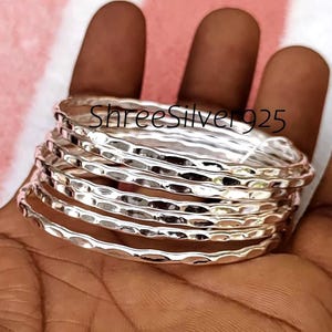 Sterling Silver Bangle Set of 6: Handmade Fidget Jewelry