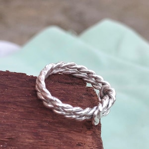 Sterling Silver Twisted Rope Ring: Dainty Boho Band