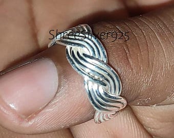 925 Sterling Silver Infinity Knot Ring, Twisted Band, Minimalist Stackable Jewelry