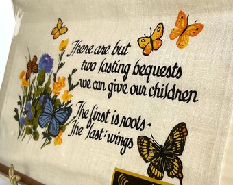 Butterfly Roots and Wings Fabric Wall Hanging