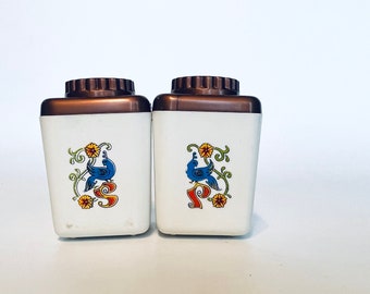 Rosemaling Salt & Pepper Shakers, Blue Bird Shakers