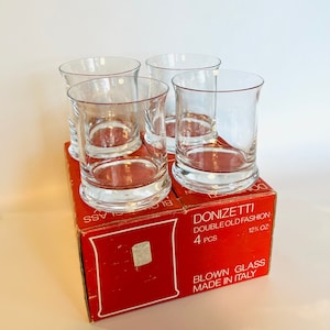 Vintage Lowball Glasses with Original Box, 4 Lowball Glasses, 4 Lowball Tumblers