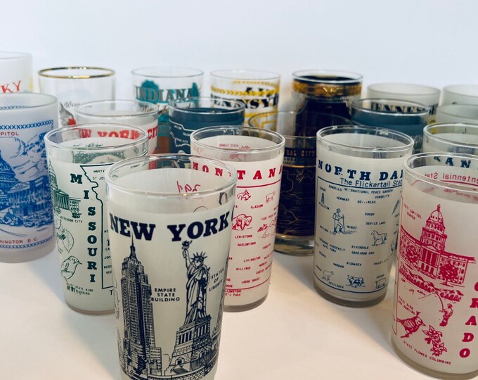 Vintage State Souvenir Glasses Hazel Atlas State Glasses From 1950s or