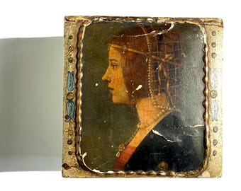 Vintage Portrait Box, Art Deco Wooden Box