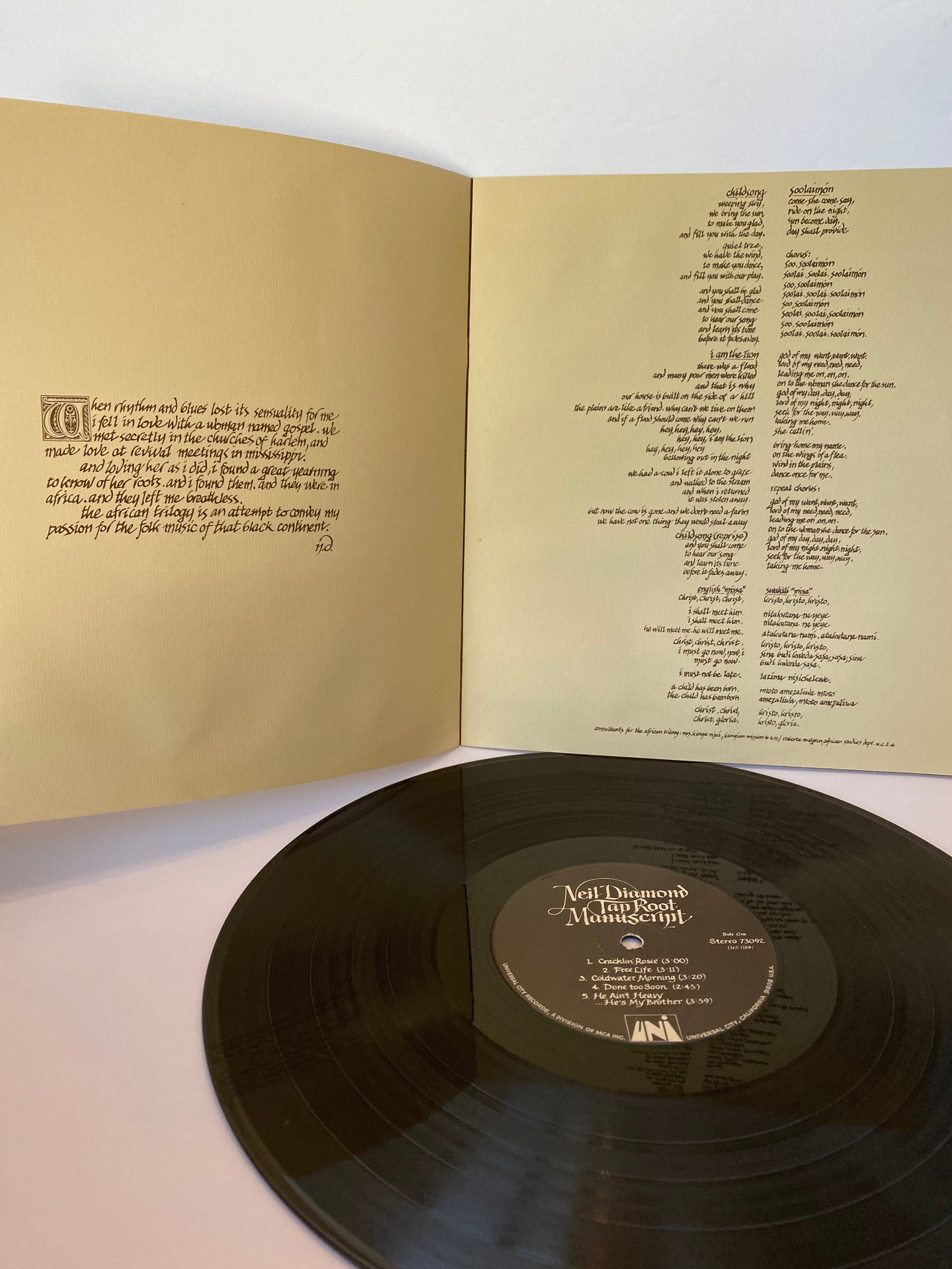 Neil Diamond Tap Root Manuscript Album Etsy UK