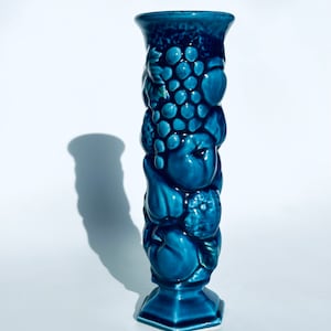 Vintage Inarco Mood Indigo Blue Fruit Bud Vase, 1960s Kitsch Decor