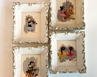 Vintage Delicate Lowell Plaster Miniatures, Set of 4 Plaster Frames