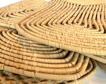 Vintage Natural Woven Wicker Placemats, Wicker Bobo Table Mats
