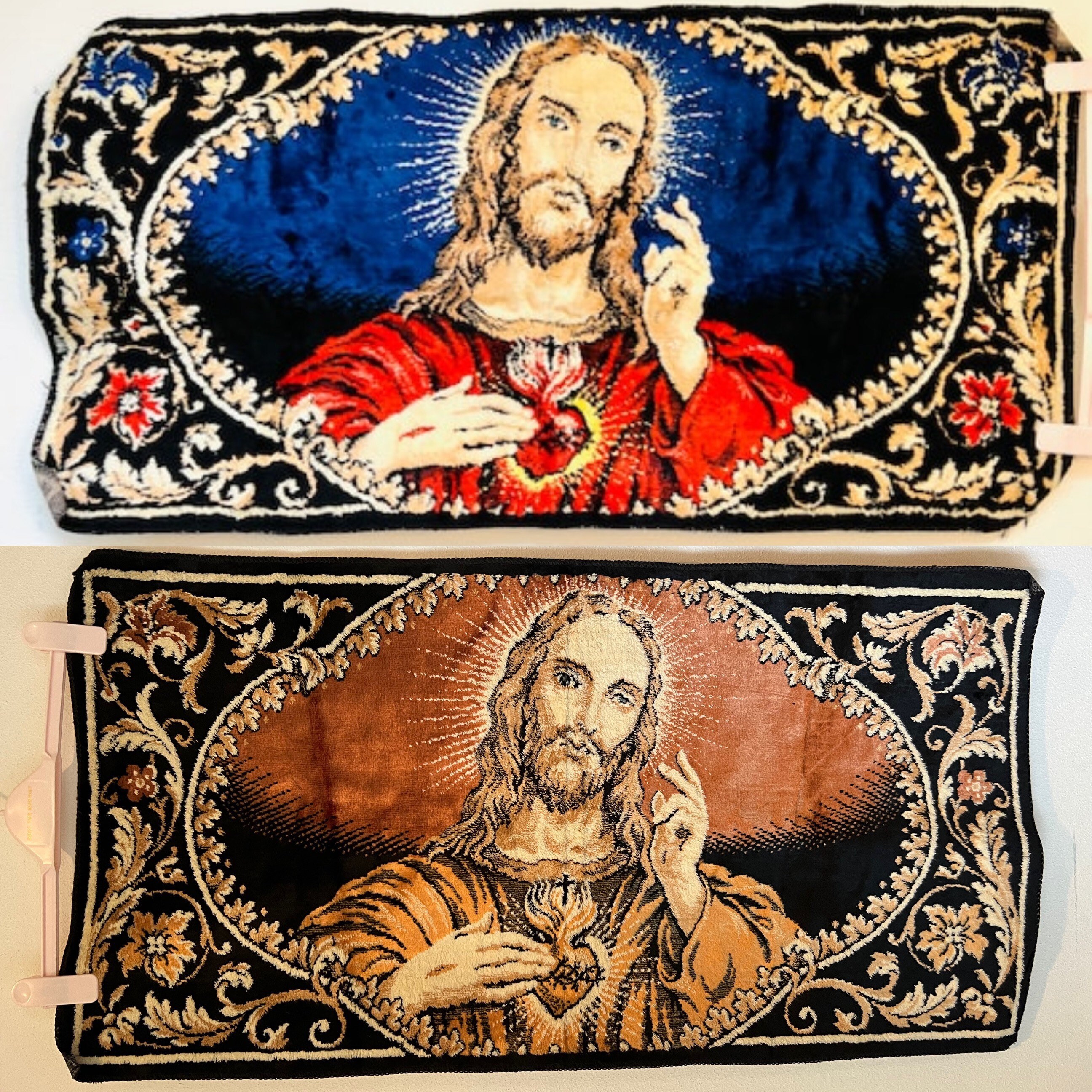 ラグ・カーペット unknown vintage Jesus Christ tapestry unknown vintage Jesus Christ tapestry ラグ・カーペット
