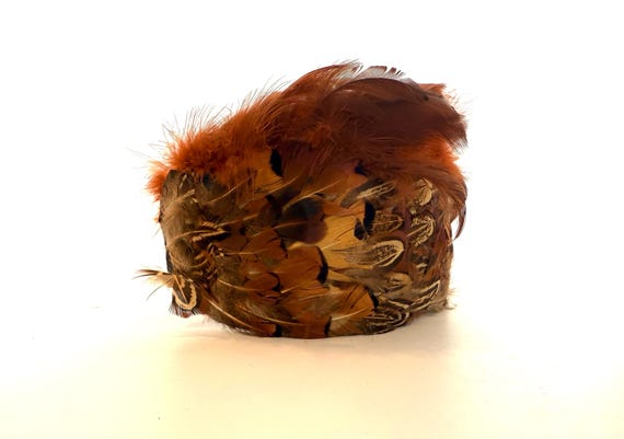 Vintage 1950s Pheasant Feather Half Hat, Gimbels Hat Box View 3
