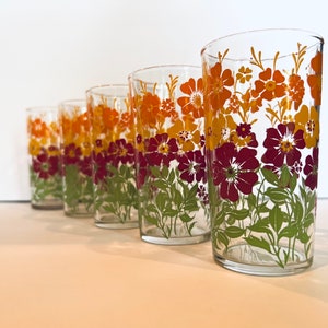 Set of 6 Vintage Firna Juice Glasses With Retro Flower Power