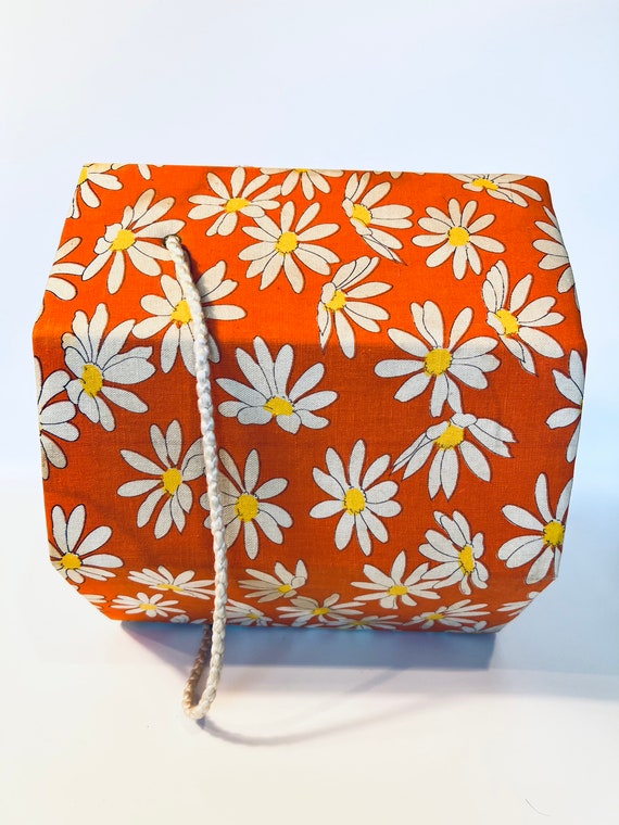 Orange Daisy Floral Mod Hat Box - image 4