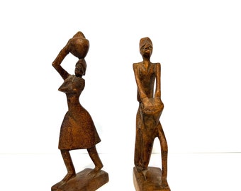 Wooden Carved Figurine Set