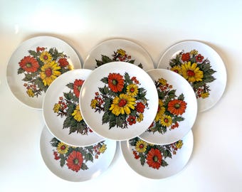 Vintage Floral Appetizer Plates: Mod Style, Set of 8