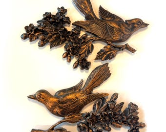 Coopercraft Guild Birds Wall Hangings: Bronze Tone, Dated 1967