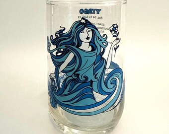 Vintage Virgo Zodiac Tumbler Glass, Psychedelic Glass