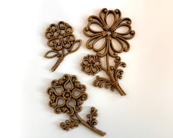 Vintage Flowers , 1970s Wall Decor, Floral Decor