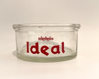 Vintage Ideal Dog Food Glass Canister, Wilson Co. WWII Era, Advertising Dog Food Bowl