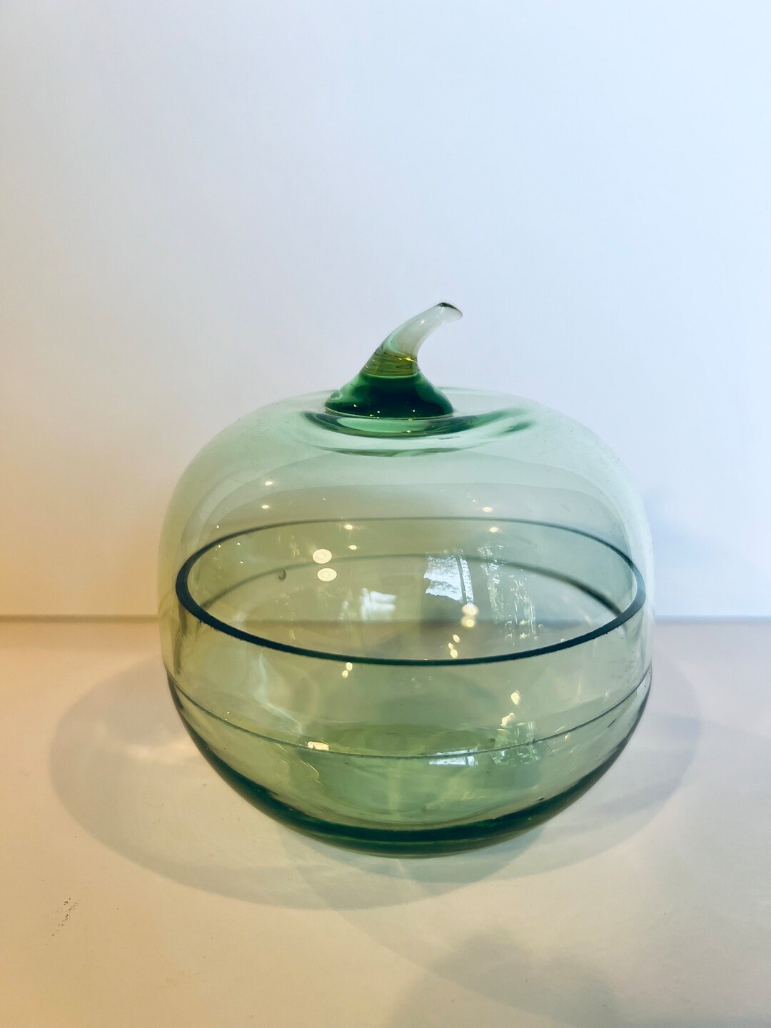 Green Glass Sasaki Apple Candy Dish Etsy