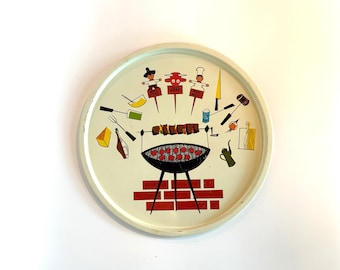Vintage Grilling Tin Tray: Man Cave Decor (11.5")