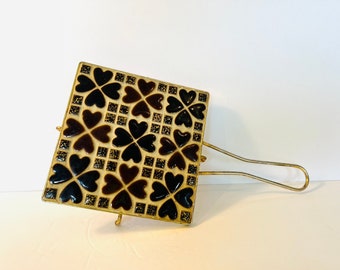 Brown & Gold Tile Trivet: Boho Kitchen Decor