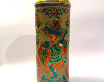 Vintage 1970s Retro Cylindrical Tin Container