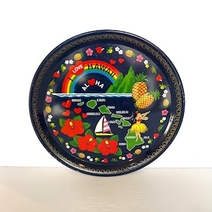 Vintage Hawaii Tin Tray: Tropical Island Decor (11.5&quot;)