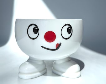 Vintage / ARC France / Happy / Smiley / face / milk glass / bowl / footed / feet / standing / Children's Bowls