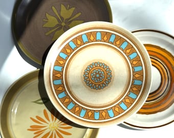 4 Boho Brown Large Plates, Mod Neutral Dinnerware