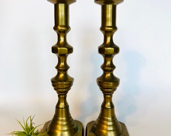Pair of Large Brass Candlestick Holders