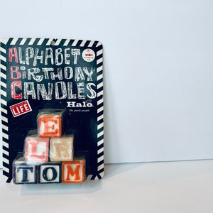 Vintage Alphabet Block Candles, Halo, Birthday Candles, Birthday Gift