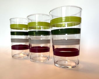 Vintage MCM Federal Glass Striped Tumblers