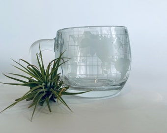 Vintage Nestle World Map Globe Mug, Clear Glass Drinkware