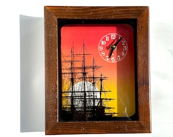 Reloj náutico moderno con puesta de sol, decoración de pared moderna