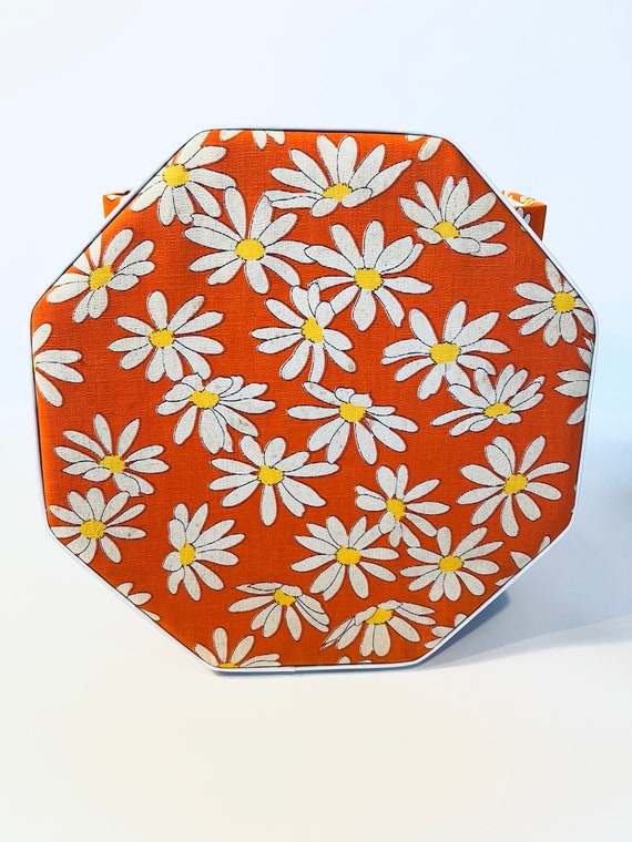 Orange Daisy Floral Mod Hat Box - image 3