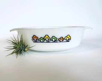 Fire King Summerfield Casserole Dish: Floral Anchor Hocking, 1.5 Quart