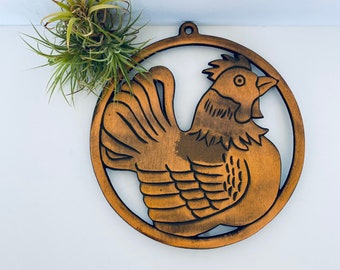 Vintage Brass Rooster Trivet, Taiwan Kitchen Decor