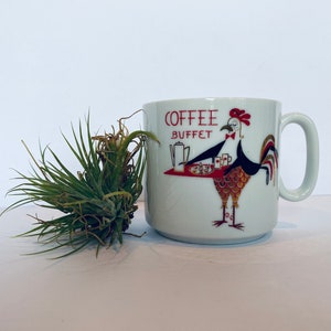Vintage Coffee Mug: Chicken Waiter Coffee Buffet Design