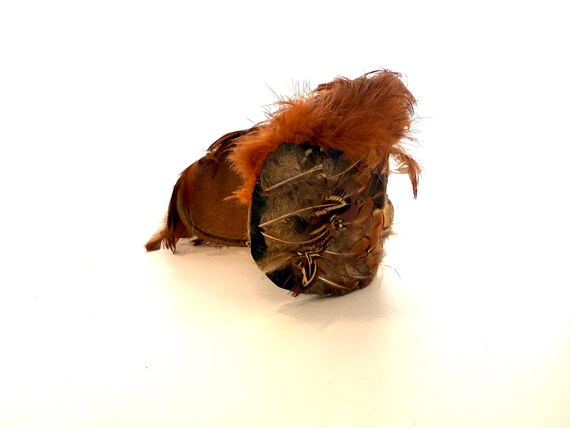 Vintage 1950s Pheasant Feather Half Hat, Gimbels Hat Box View 5