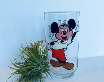 Vintage Mickey Mouse Club Glass, Disney Collectible