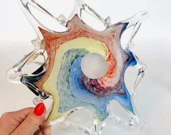 Murano Glass Freeform Rainbow Bowl