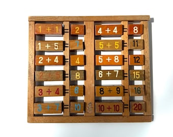 Vintage Wooden Block Mathematics Addition Toy