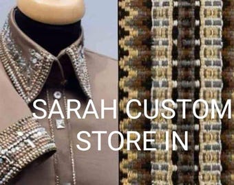 Brown Shirts wiht saddlepad . Western women show shirt.Equestrian Show Shirt.Western Custom Rodeo