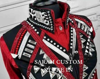 Western Women Show bolero Black base show bolero with Red Shirt
