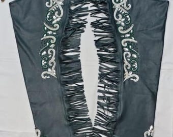 Designer customize according your jacket design Suede with Fringed Chap Custom made chap hand made chap Leather High Quality Soft Leather..