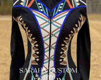 Western dames wedstrijdjas Western Custom Rodeo Queen Showmanship jack. Showkleding showjack.