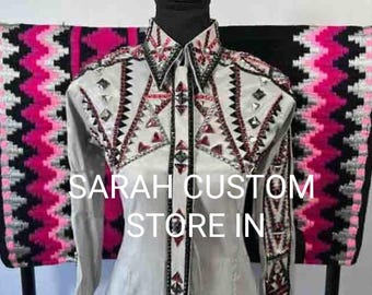 Western Show Shirt with matching saddle pad showmanship shirt horsemanship shirt
